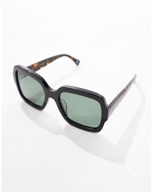 ASOS Black Acetate 70s Sunglasses With Polarised Lens