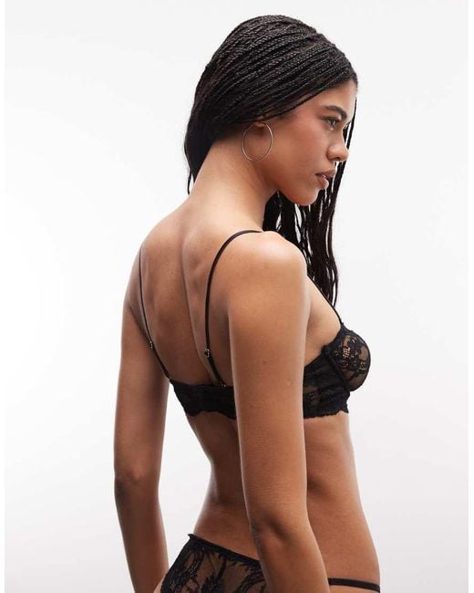 ASOS Black Lola Lace Balcony Underwire Bra With Removable Straps