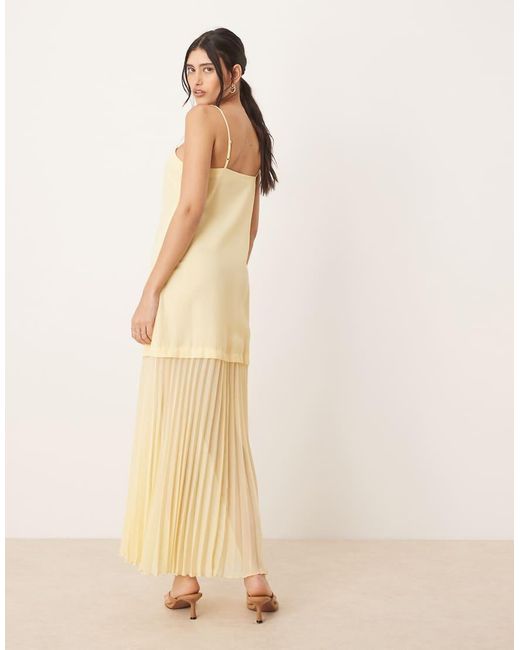 ASOS Natural Dropped Waist Pleated Skirt Cami Midi Dress