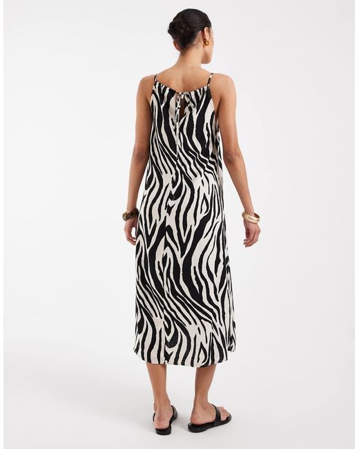 Vero Moda White Linen Mix V Neck Midi Dress