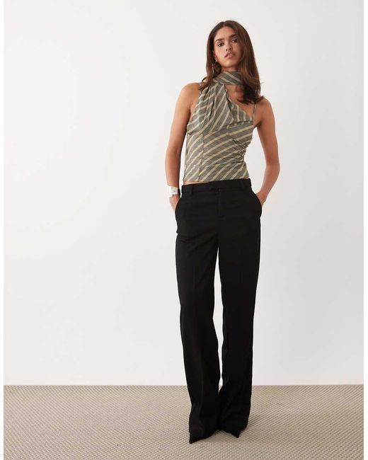 ASOS Brown Stretch Chiffon Scarf Wrap Top
