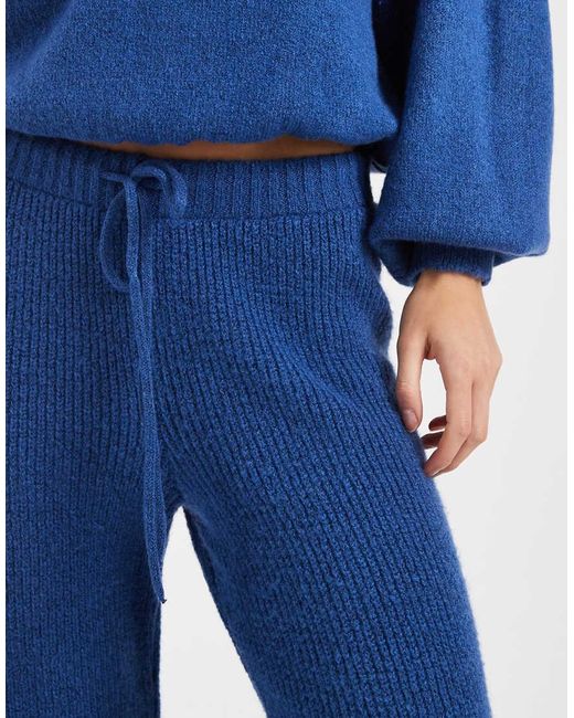 ASOS Blue Ribbed Wide Leg Knitted Trouser Co-ord