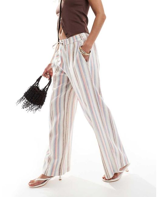Cotton On Natural Haven Wide Leg Linen Blend Pants