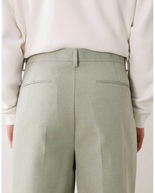 ASOS Natural Smart Oversized Tapered Pants With Wool for men