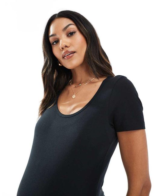 Mama.licious Black Mamalicious Maternity Scoop Neck Jersey T-shirt Dress