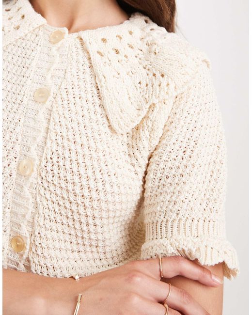 Miss Selfridge Natural – gestricktes schößchenoberteil