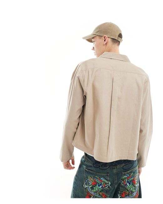 Collusion Natural Twill Zip Through Shacket for men