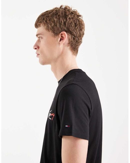 Tommy Hilfiger Black Chest Logo Slim Fit T-Shirt for men