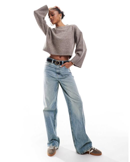 ASOS Blue Asos Design Tall Wide Leg Dad Jeans