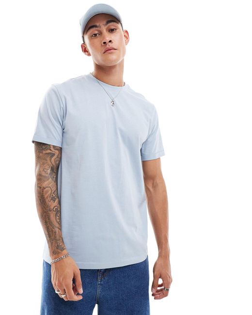 T-shirt con risvolto sulle maniche azzurra di ASOS in Blue da Uomo