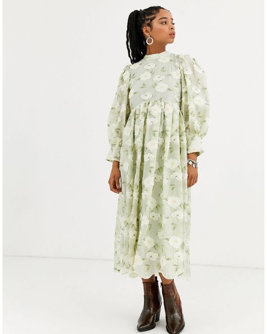 Sister Jane Dream Long Sleeve Midi Dress With Colume Sleeves in