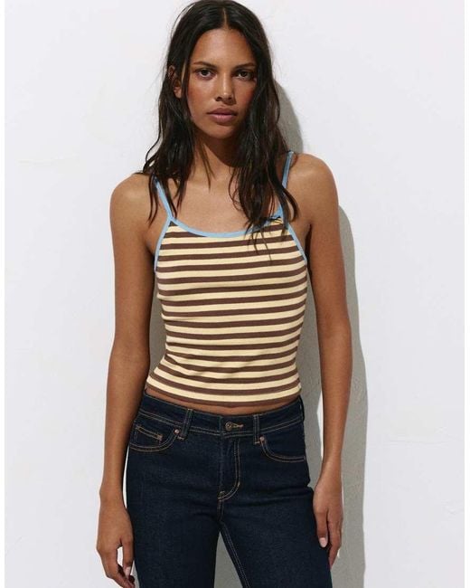 Pull&Bear Blue Striped Strappy Top