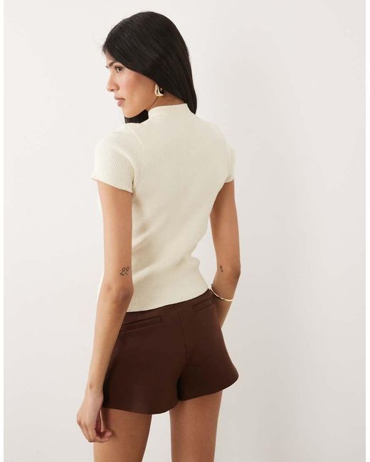 Miss Selfridge Natural Knitted Mandarin Collar