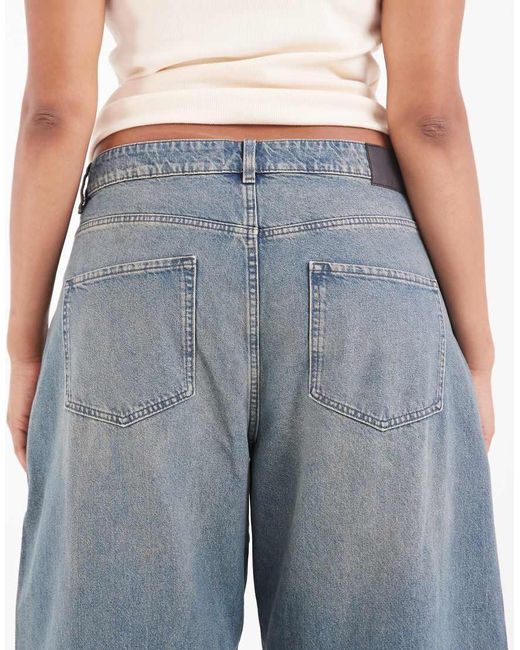 ASOS Blue Asos Design Curve High Waisted Barrel Leg Jeans