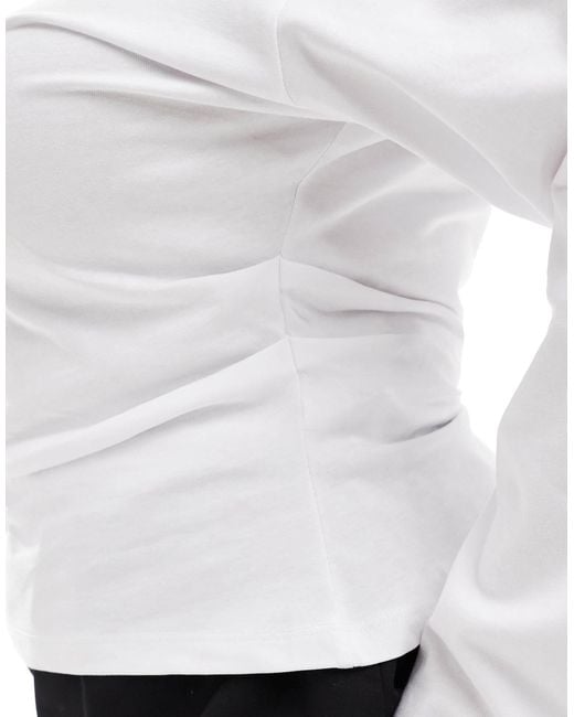 ASOS White Asos Design Curve Corset Waist Long Sleeve Tee