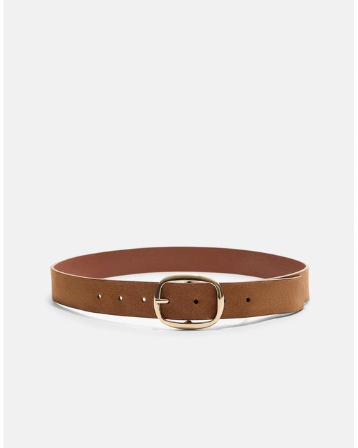 Stradivarius Brown – basic-gürtel aus wildlederimitat