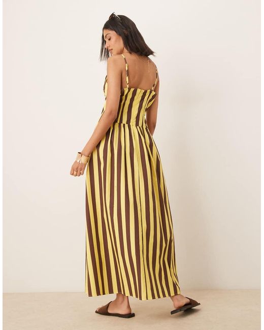 ASOS Natural Poplin Dropped Waist Racer Maxi Dress