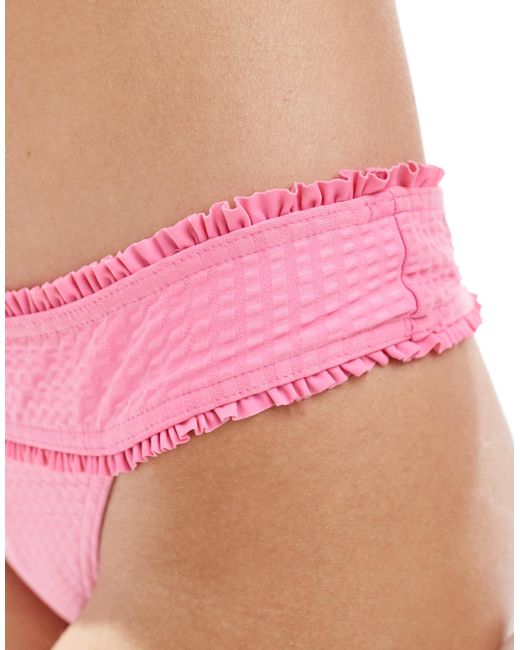 ASOS Pink – stella – tanga-bikinihose aus seersucker
