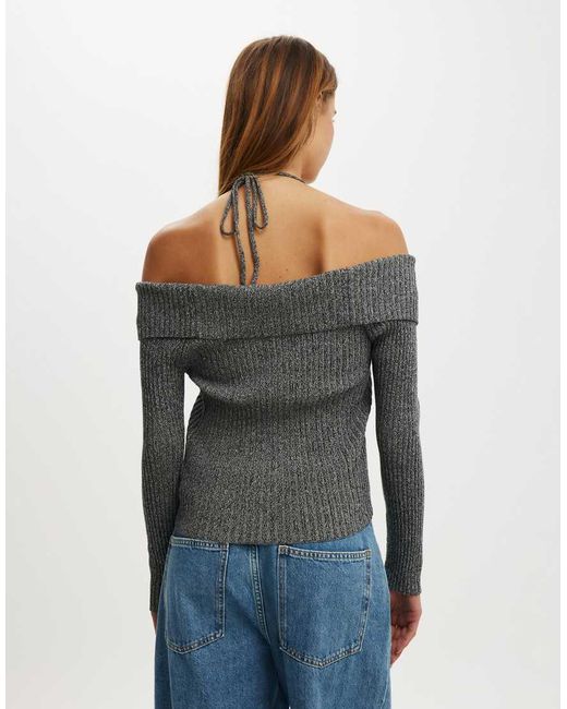 Cotton On Blue Button Down Off Shoulder Knit