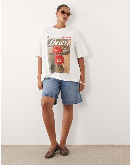 ASOS White Asos Design Curve Oversized T-shirt With Arizona Desert Graphic