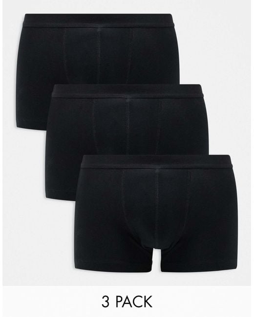 ASOS Black 3 Pack Trunks for men