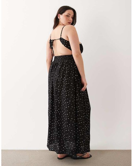 Esmee Curve Black Shirred Maxi Beach Dress