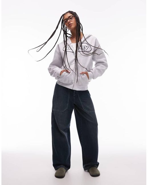 Obey Hoodie Van Extra Zware Stof Met Ritssluiting En Ovaal Logo in het White
