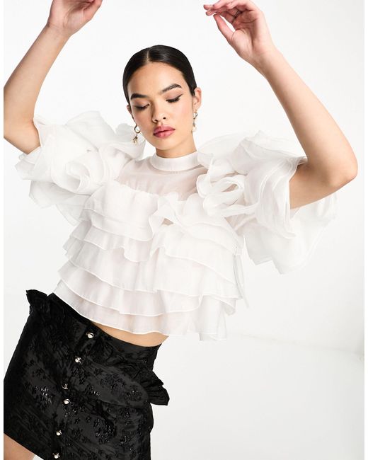 Sister Jane Dream Ruffle Tiered Blouse With Bow Back Detail in