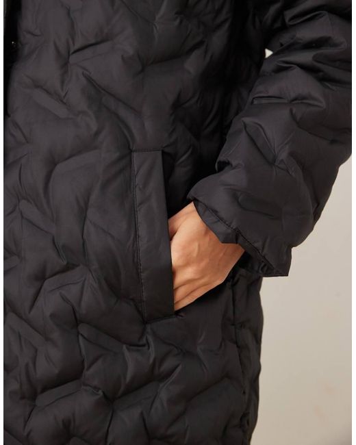 Brave Soul Black Heat Seal Quilted Longline Padded Jacket