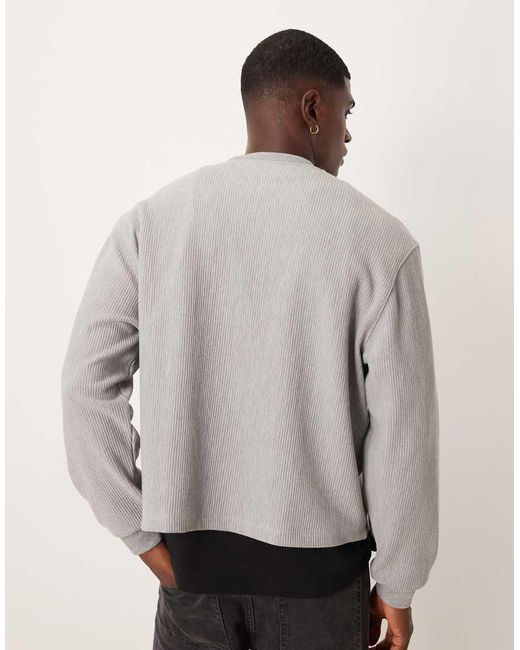 ASOS Gray Relaxed Boxy Ribbed Sweatshirt for men