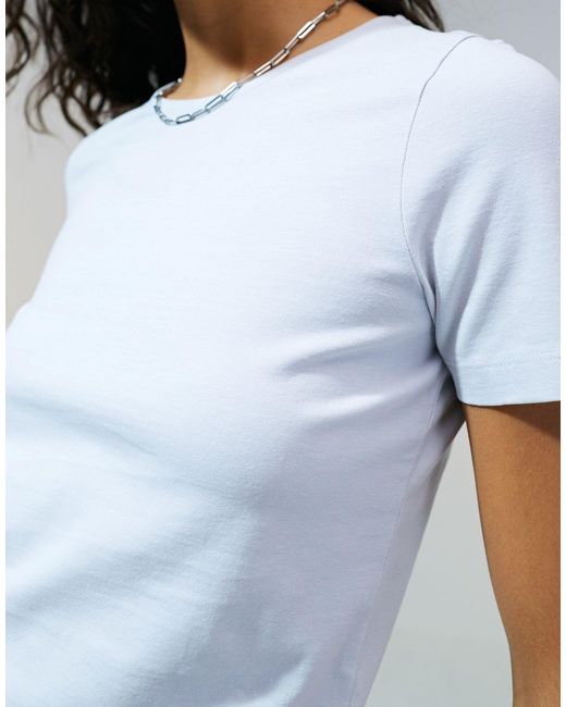 Camiseta corta gris lavado entallada ASOS de color White