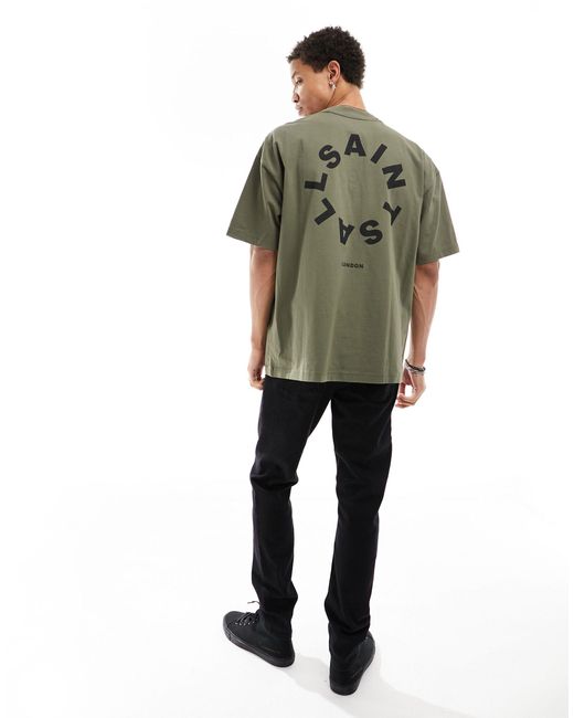 Tierra - t-shirt oversize kaki cenere di AllSaints in Green da Uomo