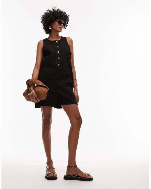 TOPSHOP Black Twill Romper