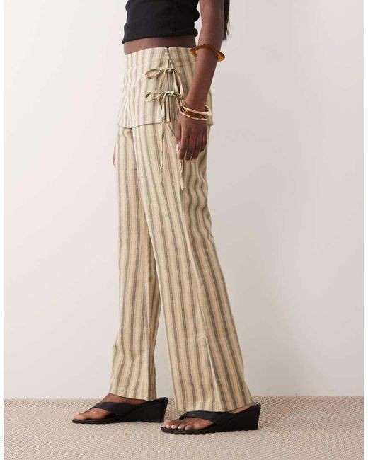 Lioness Natural Alpine Skirt Tie Detail Flared Pants