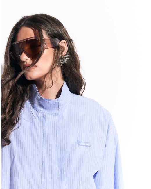 CERNUCCI White Stripe Nylon Funnel Neck Jacket Co-ord