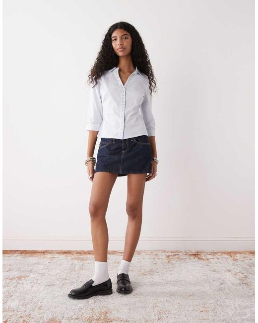 Collusion White Fitted Shell Button Shirt