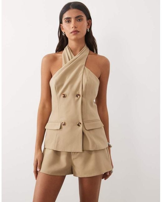 Kaiia Natural Exclusive Tailored Mini Shorts Co-ord