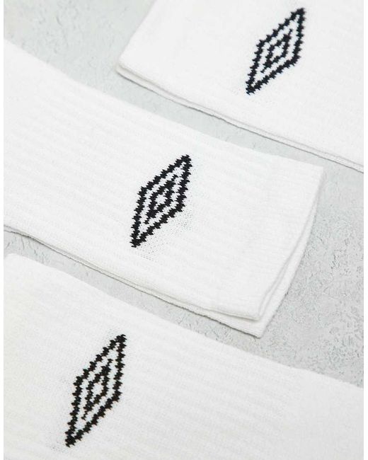 Umbro White 3 Pack Crew Socks