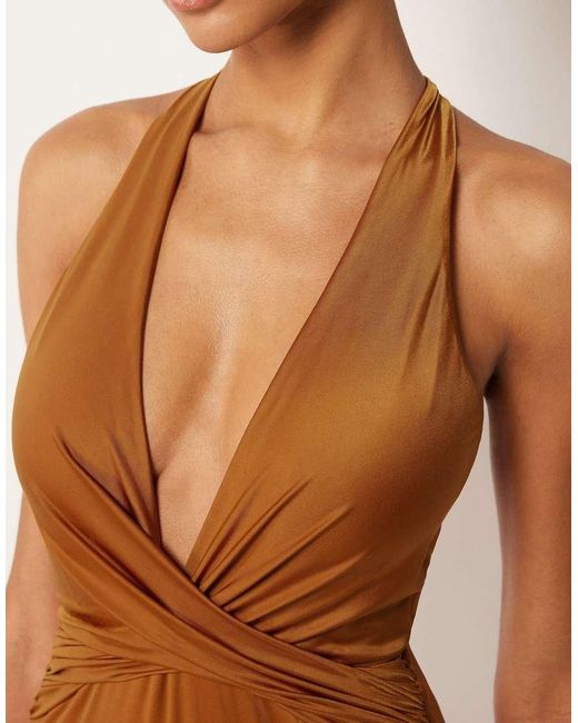 Calzedonia Brown Shiny Satin One-Piece Swimsuit