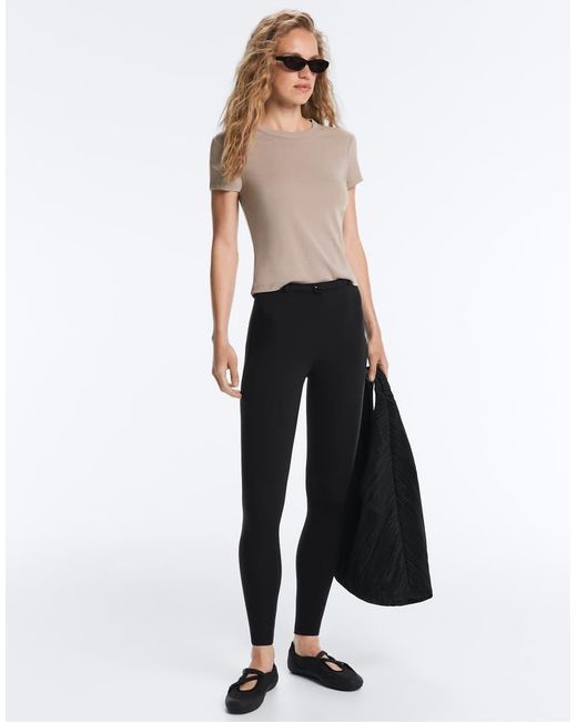 Oysho Gray Fitted Short-sleeved Rib T-shirt With Modal