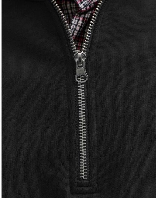 Jack & Jones Black Relaxed Quarter Zip Sweatshirt for men
