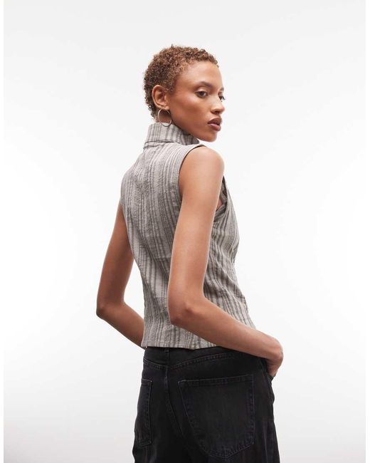 Weekday Black Emy Stripe Dyed Woven Top