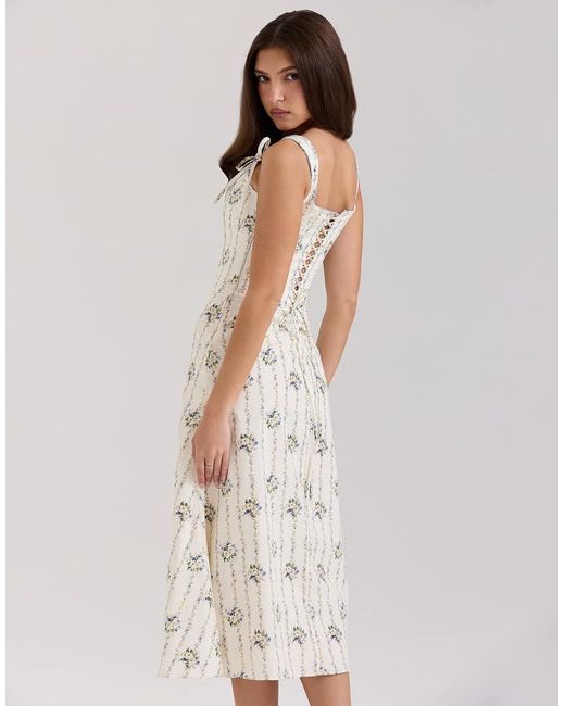 House Of Cb White Dionne Stretch Cotton Midi Dress