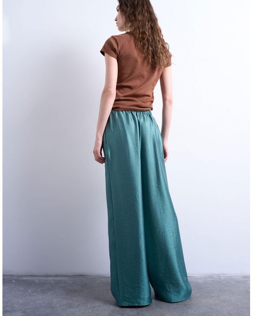 TOPSHOP White – strukturierte satin-hose