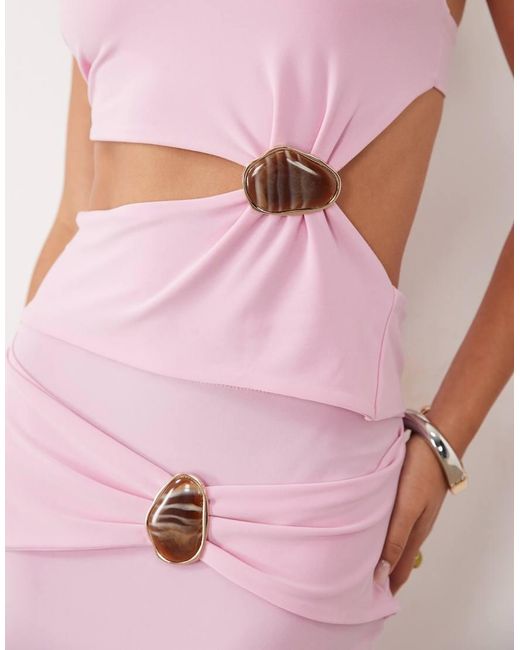 ASOS Pink Co-ord One Shoulder Top With Hardware Cutout Detail