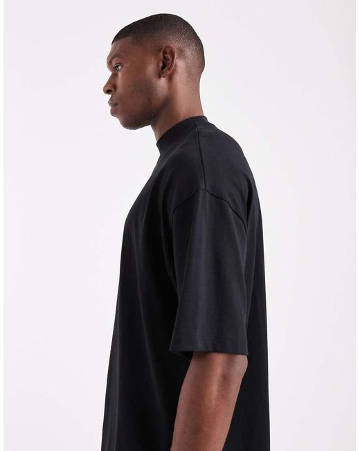 ASOS Blue Heavyweight Oversized High Neck T-shirt for men