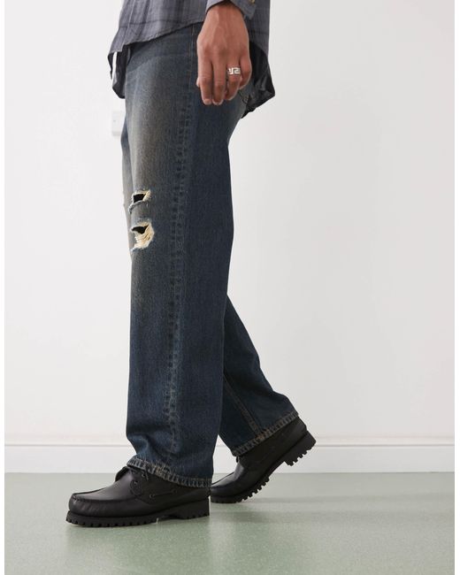 Timberland Authentic – bootsschuhe aus em leder mit drei ösen in Blue für Herren