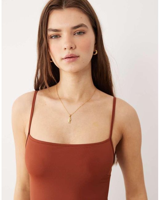 ARKET Brown Square Neck Swimsuit