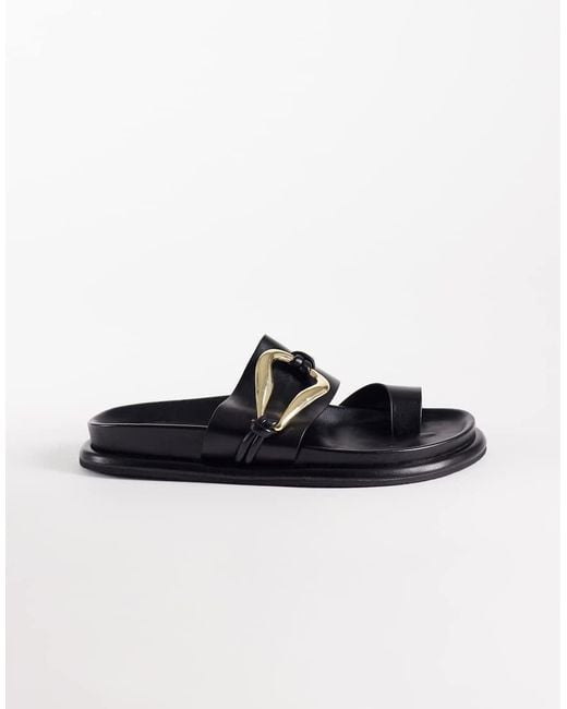 ASOS Black Francisco Footbed Sandal With Metal Trim