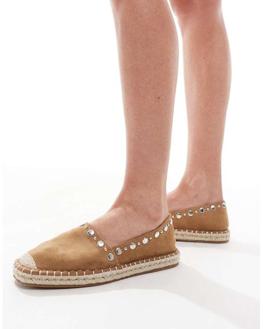 ASOS Natural Jeanie Closed Toe Studded Espadrilles